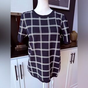 Ann Taylor Navy Top with White Check Pattern